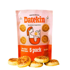 Datekin 5-pack Original Date snack cakes packaging with cakes displayed in front