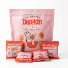 Datekin Sukkari Dates Family Bag (12 x 30g Packs) – Premium Soft Golden Dates | Healthy on-the-go Snacks | 100% Natural Superfood