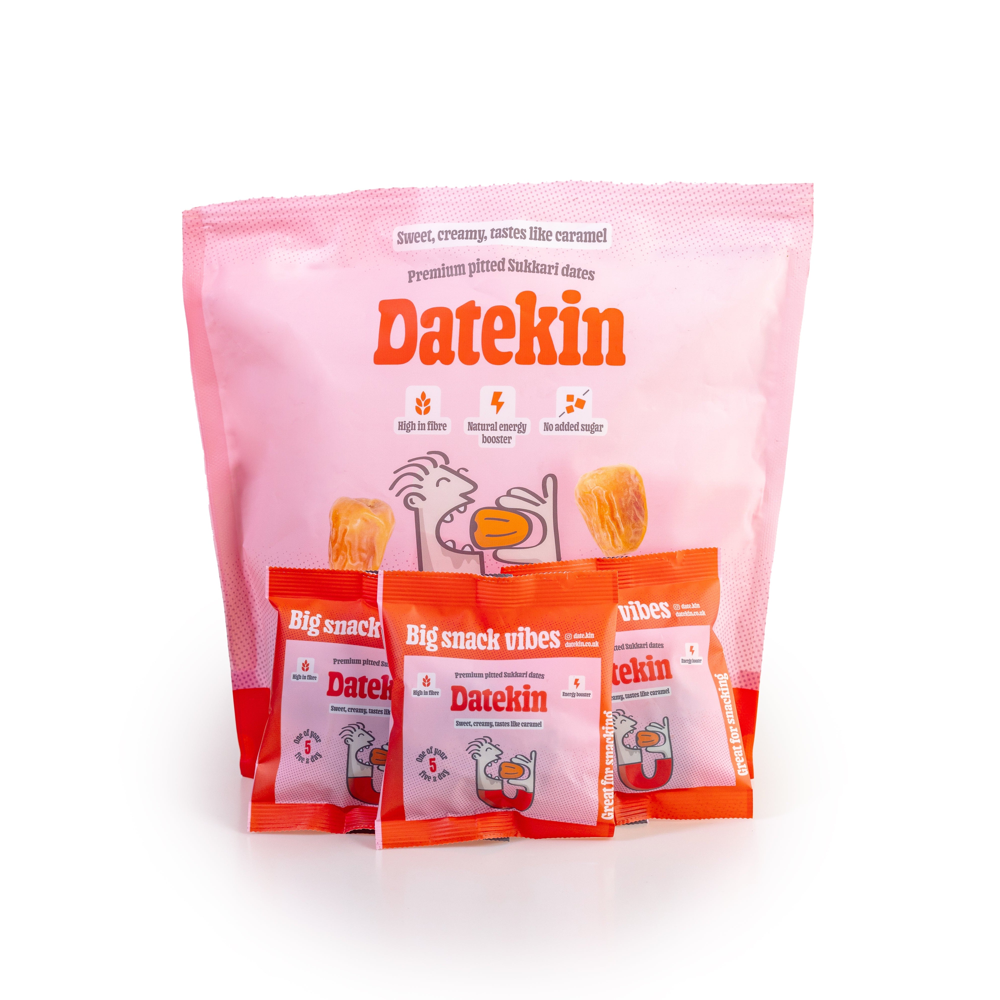 Datekin Sukkari Dates Family Bag (12 x 30g Packs) – Premium Soft Golden Dates | Healthy on-the-go Snacks | 100% Natural Superfood