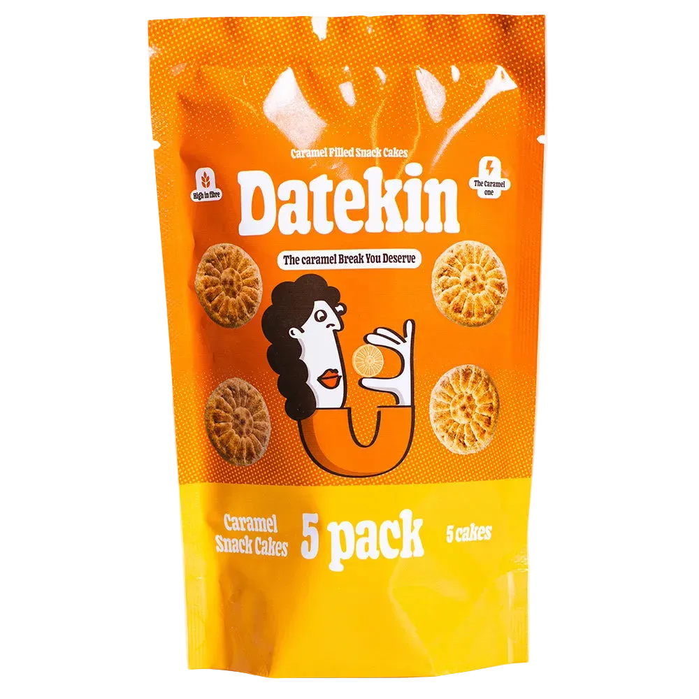 Datekin Caramel Filled Cakes – Buttery Golden Sponge with a Rich Melting Caramel Centre